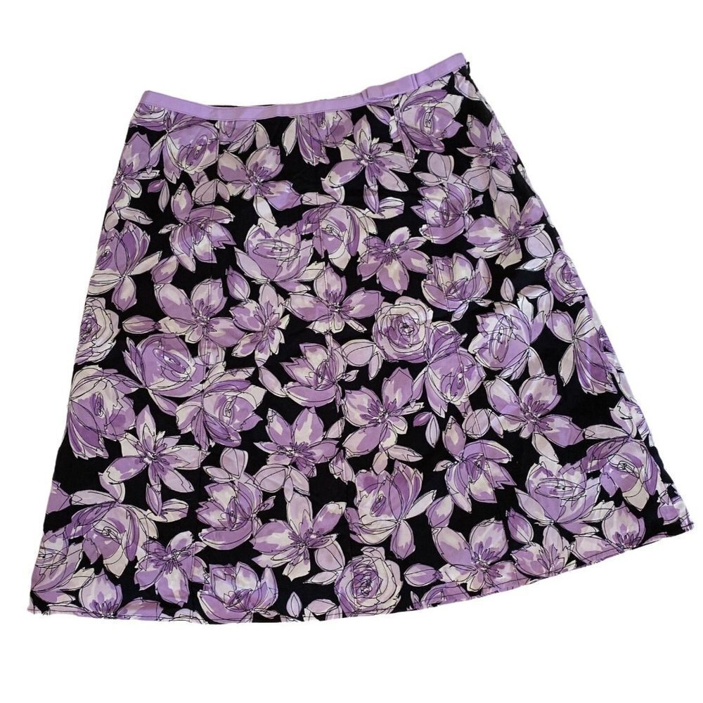 Rafaella Skirt Women 10 Black Purple Floral Coquette Whimsigoth Fairy Cottage